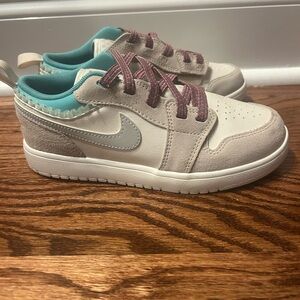 Nike Jordan Kids Sneakers - Cream and Teal with Maroon Accents